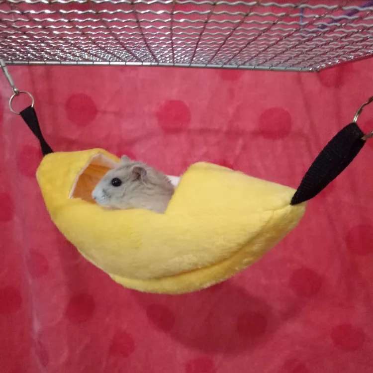 

Mini Yellow Boat Pet Breathable Velvet Swing Bed Hamster Convertible Moon Boat Hammock, As picture