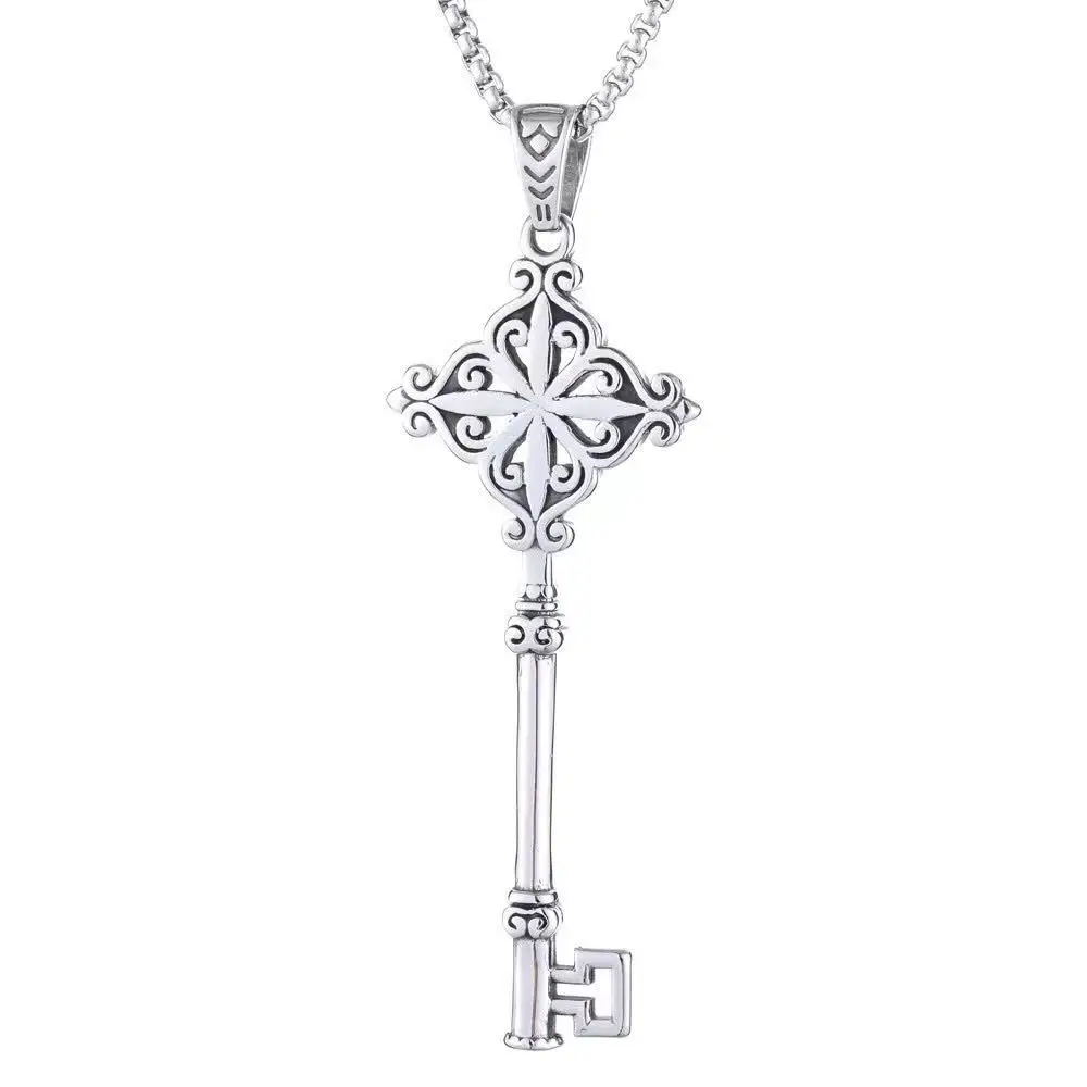 

Foreign trade jewelry European and American personality fashion large retro key trendy men's stainless steel pendant