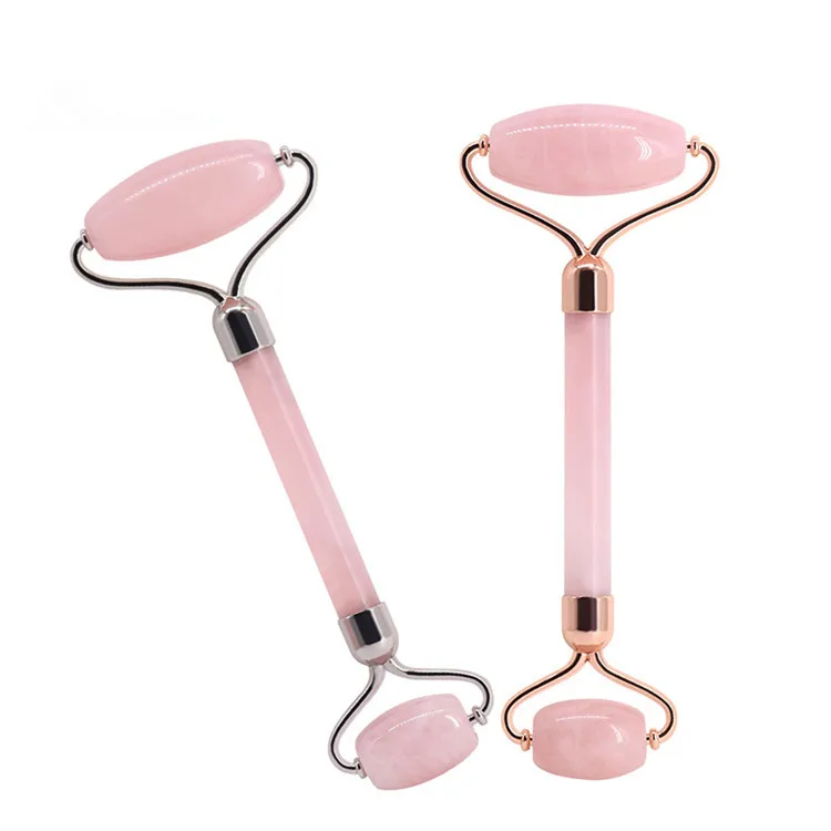 

Double Head Rose Quartz jade roller for facial beauty Best Rose Quartz jade roller massage tools, Pink