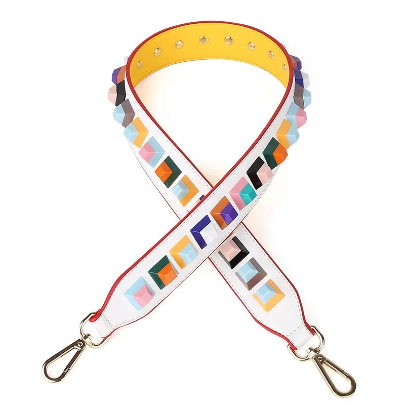 

Custom Wide Strap Shoulder Bag Belt, Single Shoulder Bag Straps with Rivets, PU Leather Rivet Strap for Bags