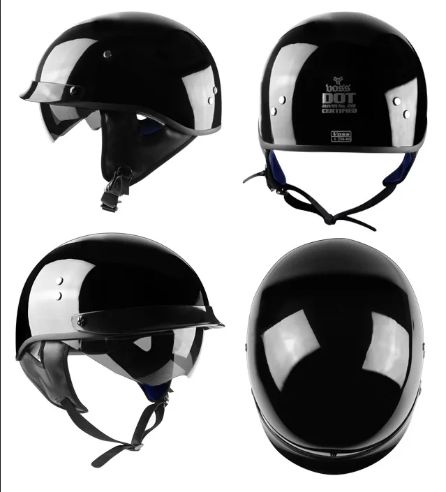 ILM Half Helmet Motorcycle Open Face Sun Visor Quick Release Buckle DOT Approved Cycling Motocross Suits Men Women XL, Matt Black 