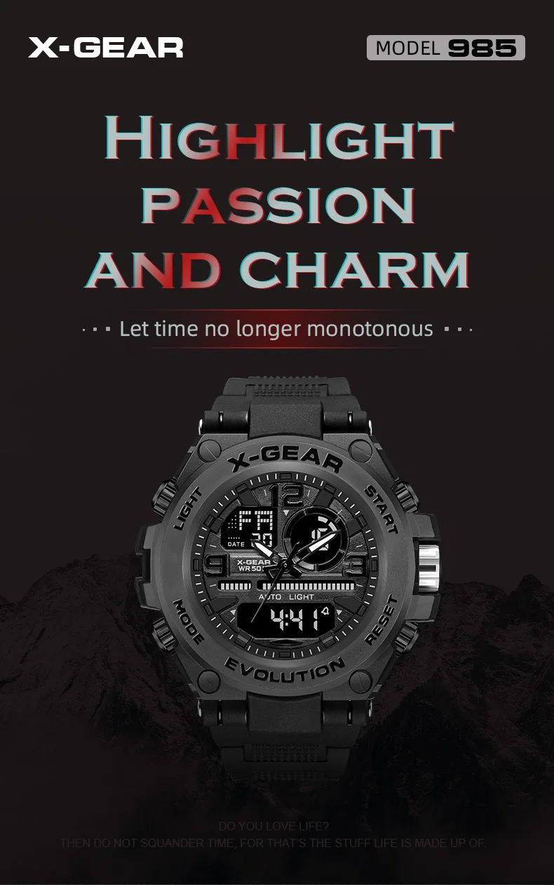 X-gear Al Fajr Custom Logo Army Brand Stainless Steel Digital Watch Men