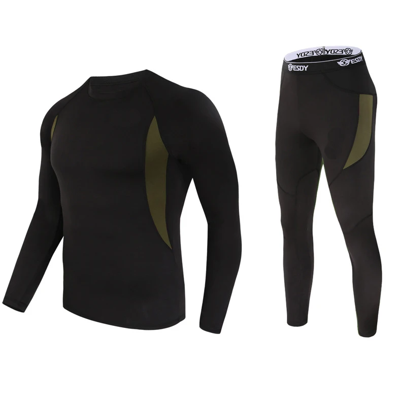 

Soft comfortable outdoor sport fleece winter thermal underwear for men, Black
