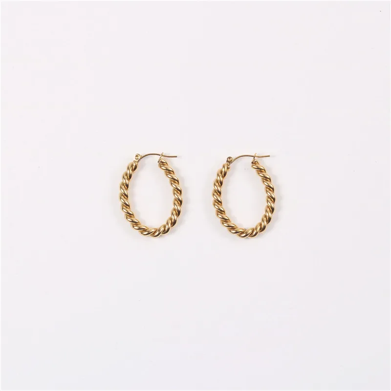 

Twisted Rope Oval Stainless Steel Hoop Earrings for Women