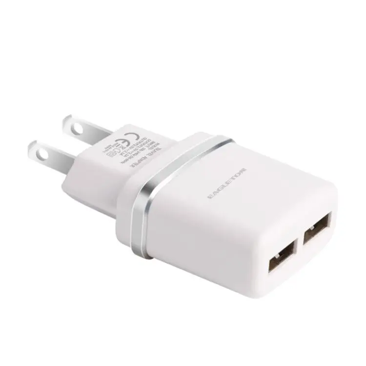 

New arrival auto-IC usb travel home wall charger with US plug, White with silver border