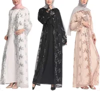 

HG9843# Middle East Modern Muslim Maxi Dress Dubai Islamic Clothing Crochet Hollow Out Open Abaya Lace Cardigan Robes