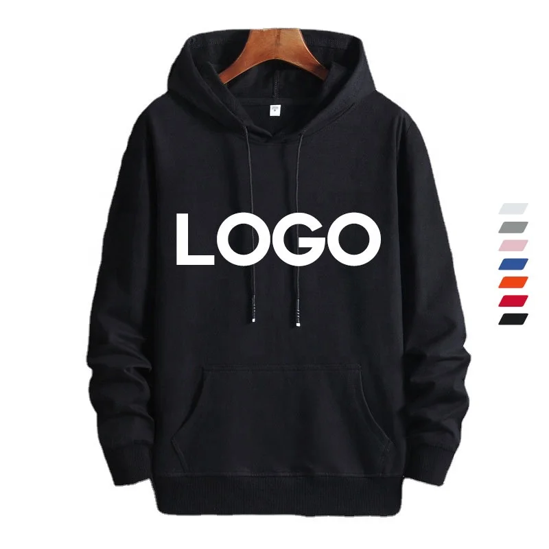 

custom logo men's black pullover oversized hoodie sweatshirt cotton fashion cartoon blank hoody