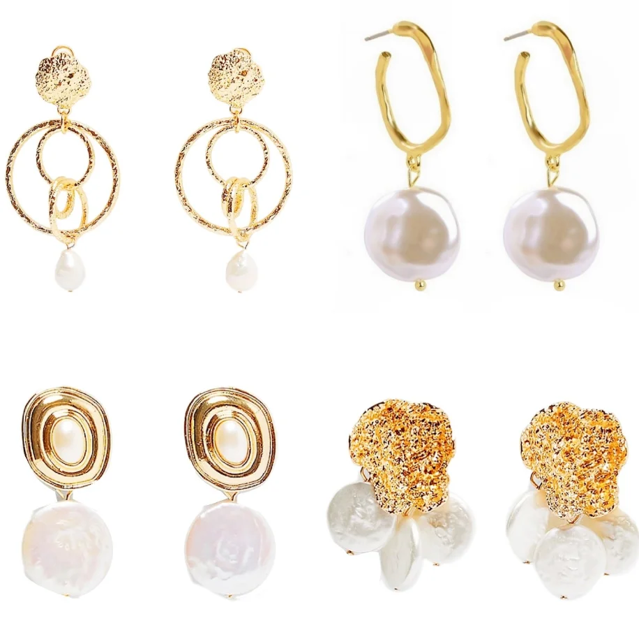 

Bnormity Pearl Earring Jewellery High Quality Elegant Exquisite Earrings for Women Jewelry, Golden