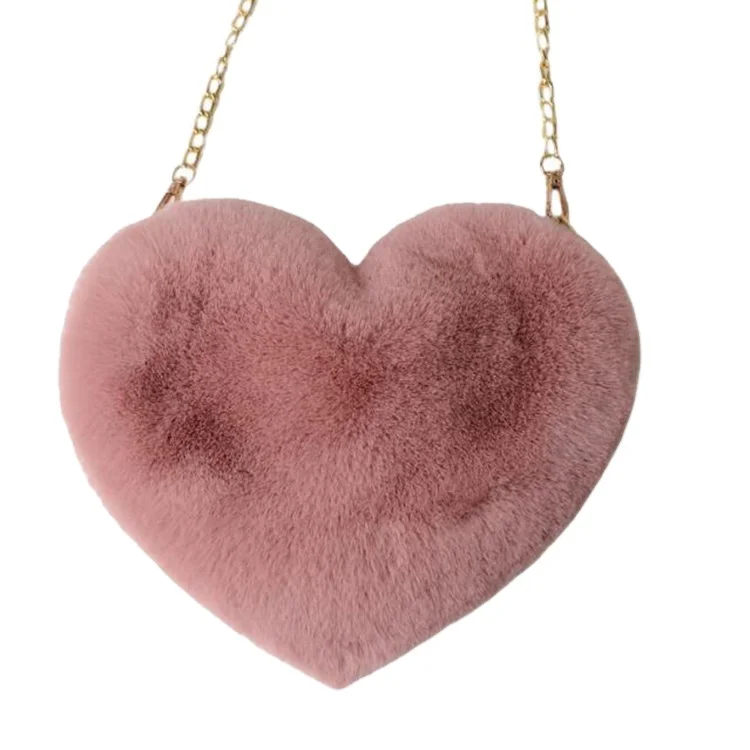 

heart shaped purse faux fur crossbody bag handbags for women