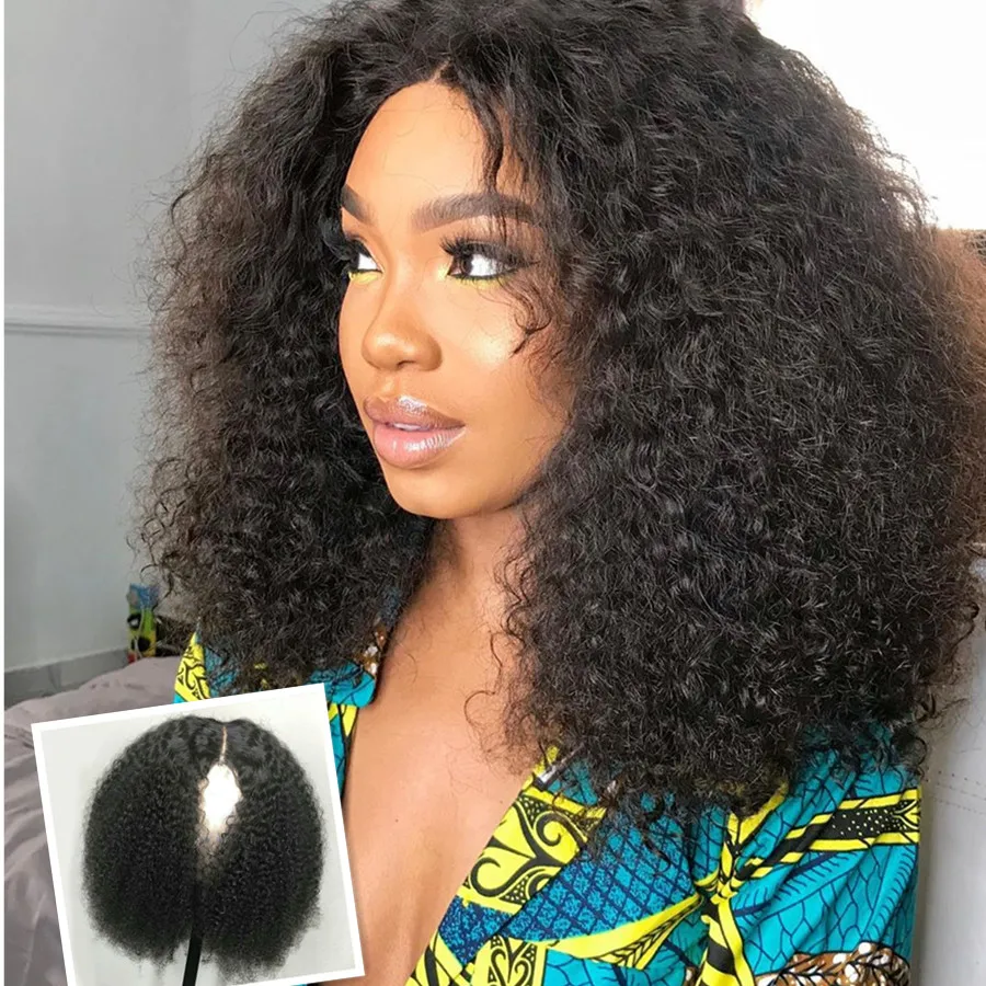 

Afro Kinky Curly Wig Pre Plucked Lace Wigs 150% Density Peruvian Remy Lace Front Human Hair Wigs For Women