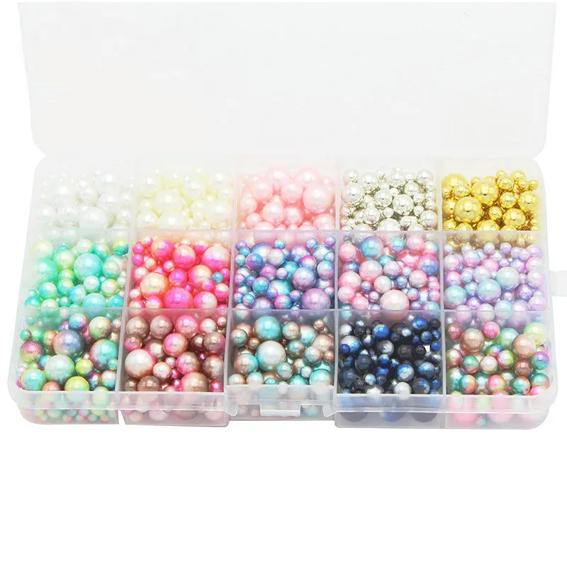 

4/6/8/10mm 1140pcs/lot Mix Rainbow Color Round Imitation Pearl Beads No Holes DIY Handmade Accessories E1213, Multicolour