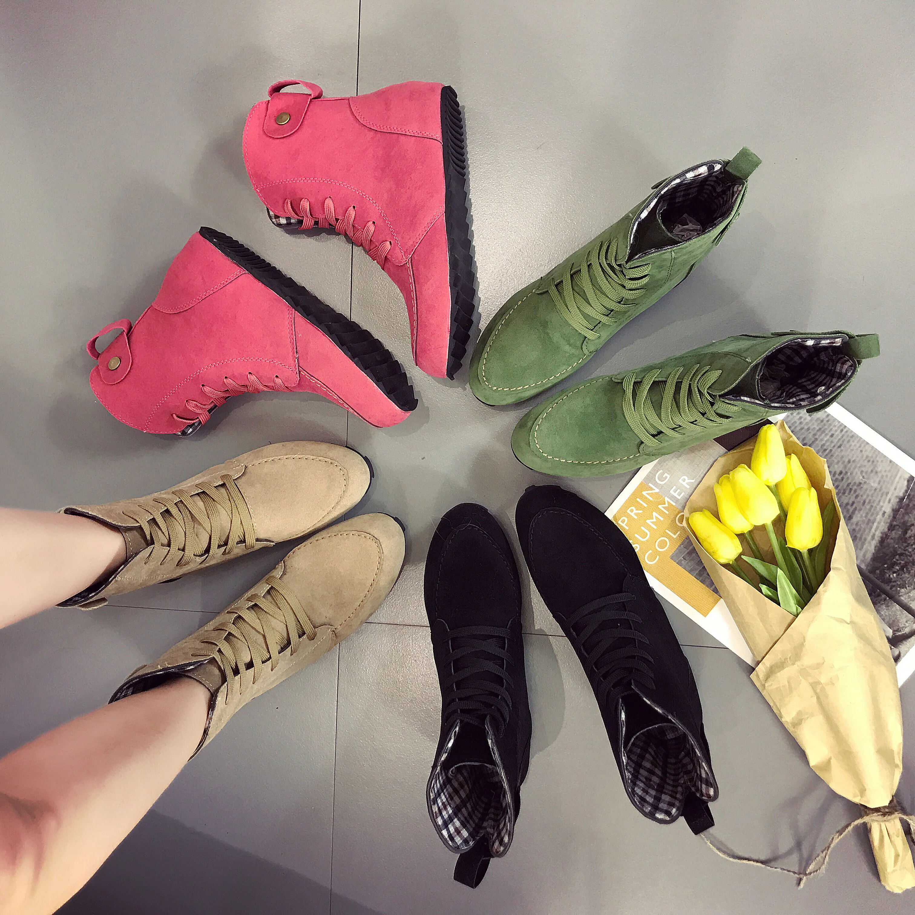 

2021 Ankle Martin Boots Women Punk Shoes Motorcycle Boots De Mujer British Style Outdoor Black Work Shoes Women's Boots