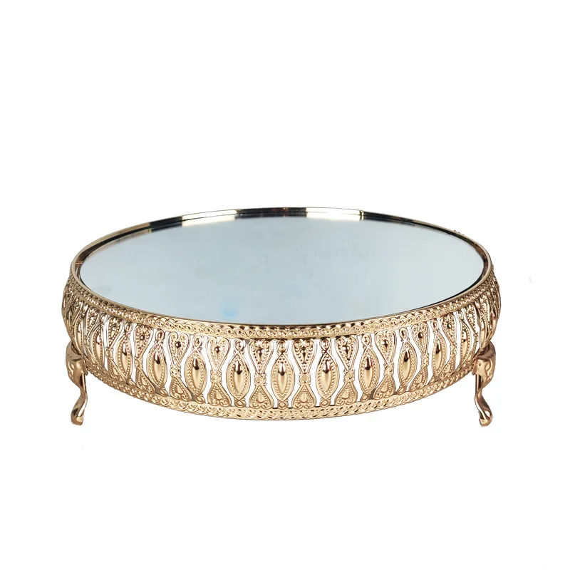 

Luxury Party Dessert Display Tray Wedding Cake Stand Gold Crystal Mirror Cake Stand