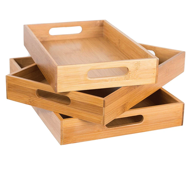 bambou oem&odm bamboo tea tray with handles