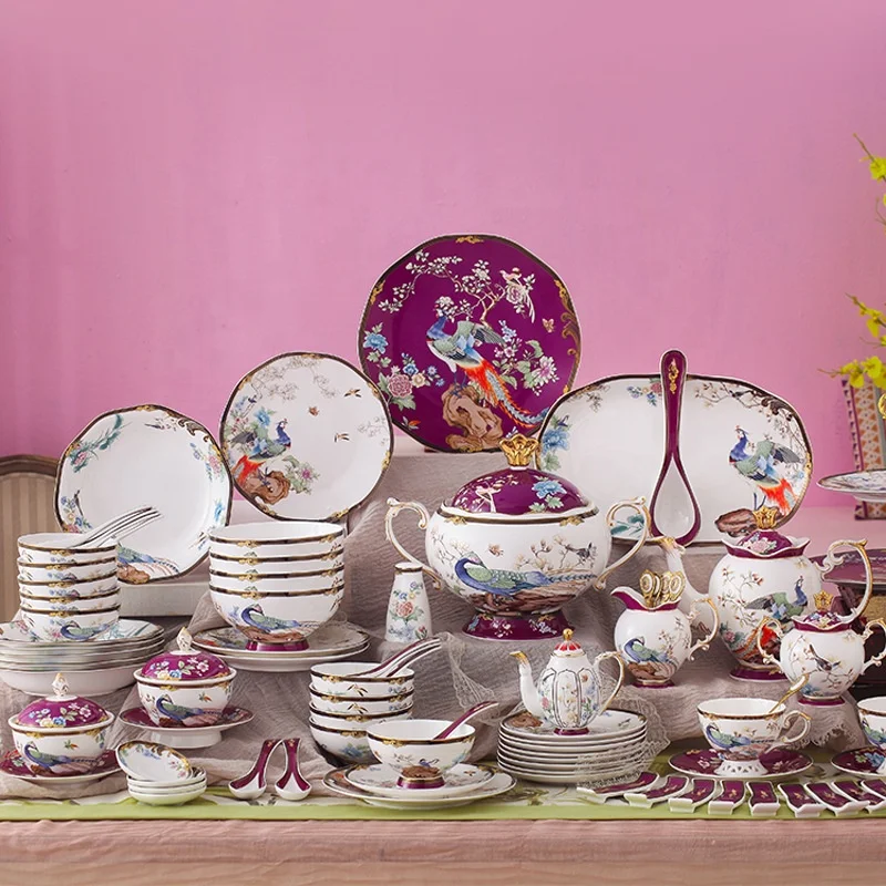 

Luxury Ceramic Tableware Set Bone China Dishes Set with Gift Box, Equator jungle series tableware set