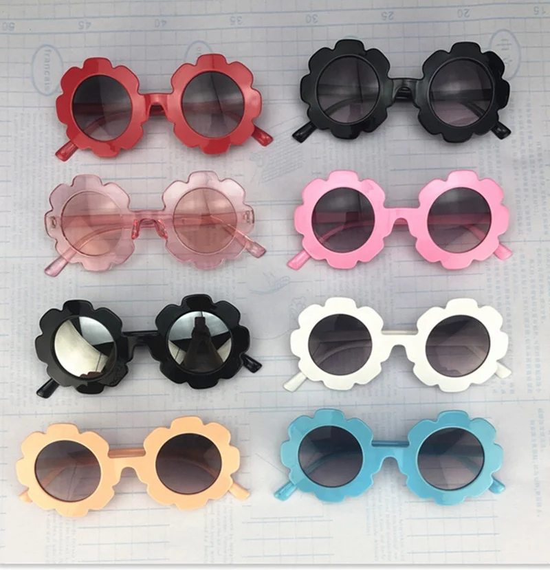 

2021 Wholesale Cheap Kids Baby Round Summer Sunglasses Flower Pattern Anti UV Cute Toddler Shades Sunglasses for girls