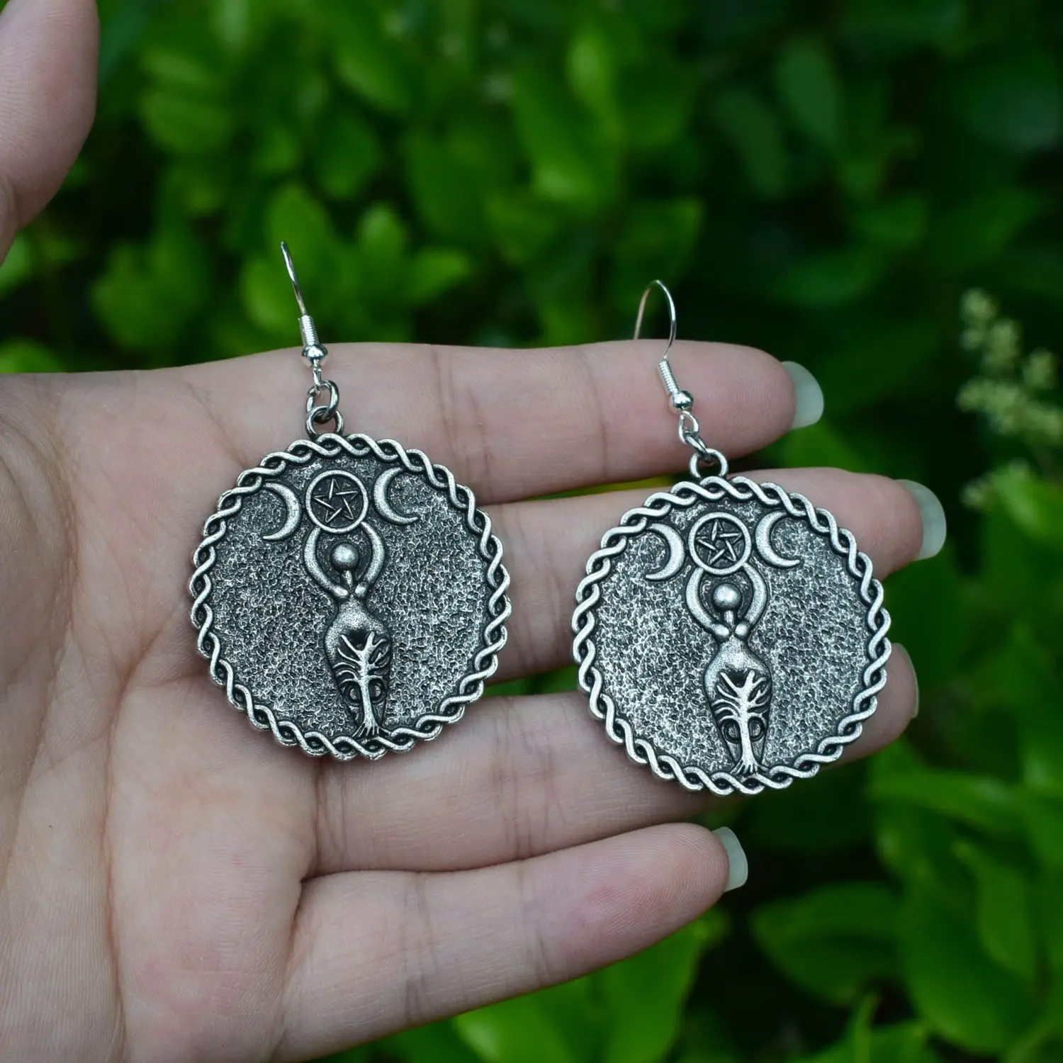 

SanLan Wicca Triple Moon Goddess Star Hook Earrings For Women Amulet Jewelry Gift