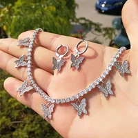 

Fancy jewelry design 925 Sterling Silver White CZ Butterfly Necklace