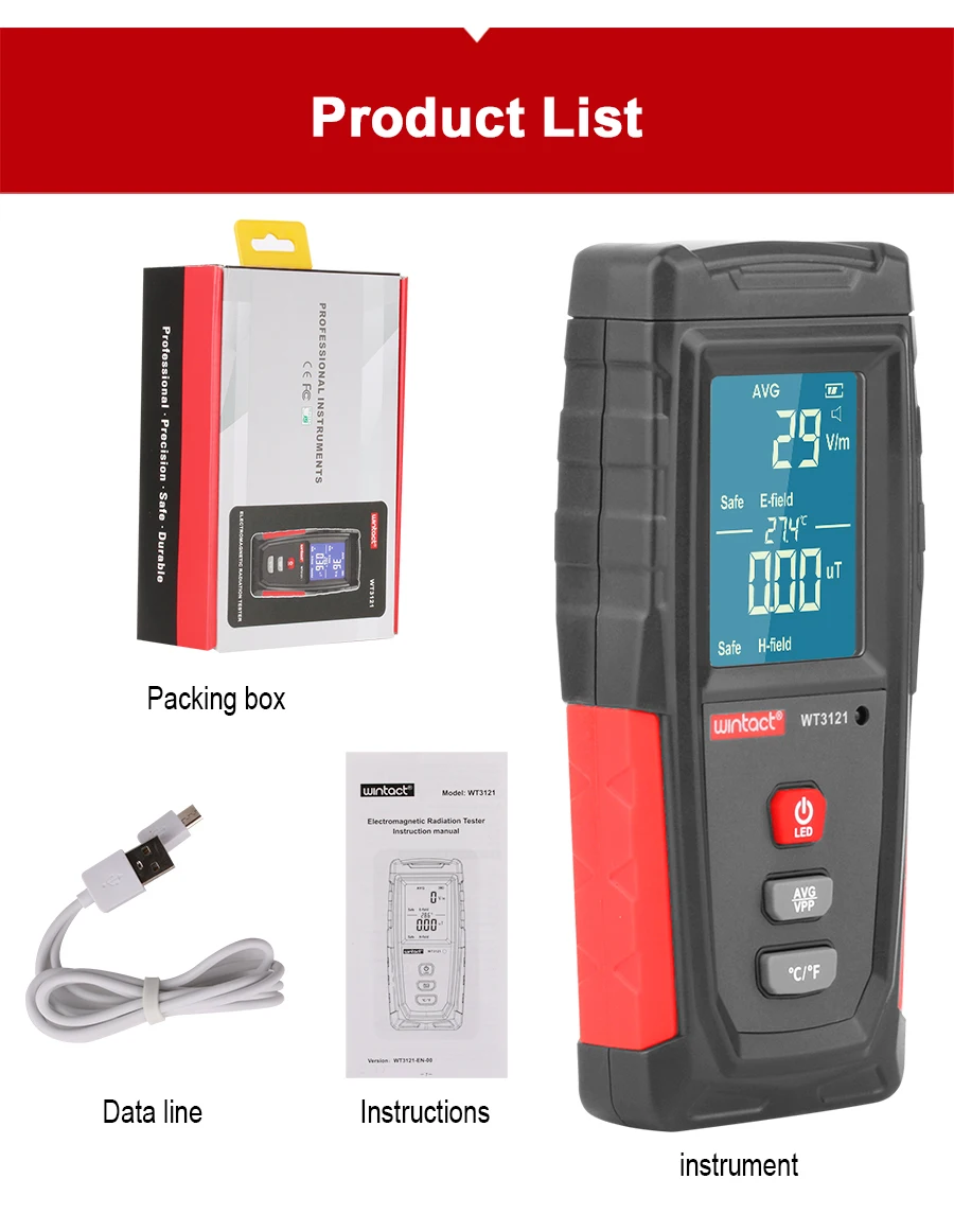 Electromagnetic Radiation Tester Electric Field Magnetic Field Dosimeter ✨ 