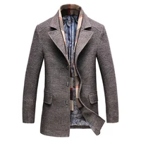 

Autumn Winter Fashion Mens Woolen Coat Single Breasted Trench Coat Windproof Winter Clothes