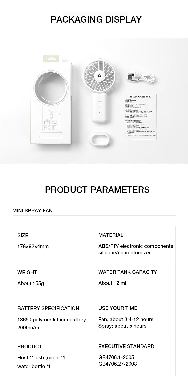 Imycoo Newest Portable Handheld Water Misting Fan Custom Logo