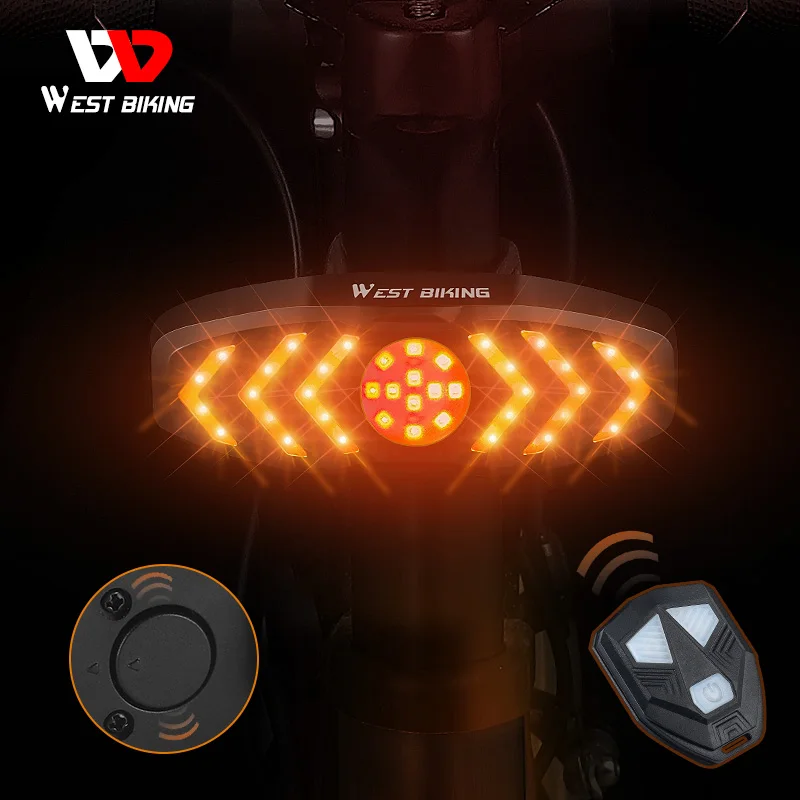 

WESTBIKING Turn Light Horn Remote Control Direction Indicator LED Bike Taillight Bicycle New USB Light Bicycle cycling Taillight, Black