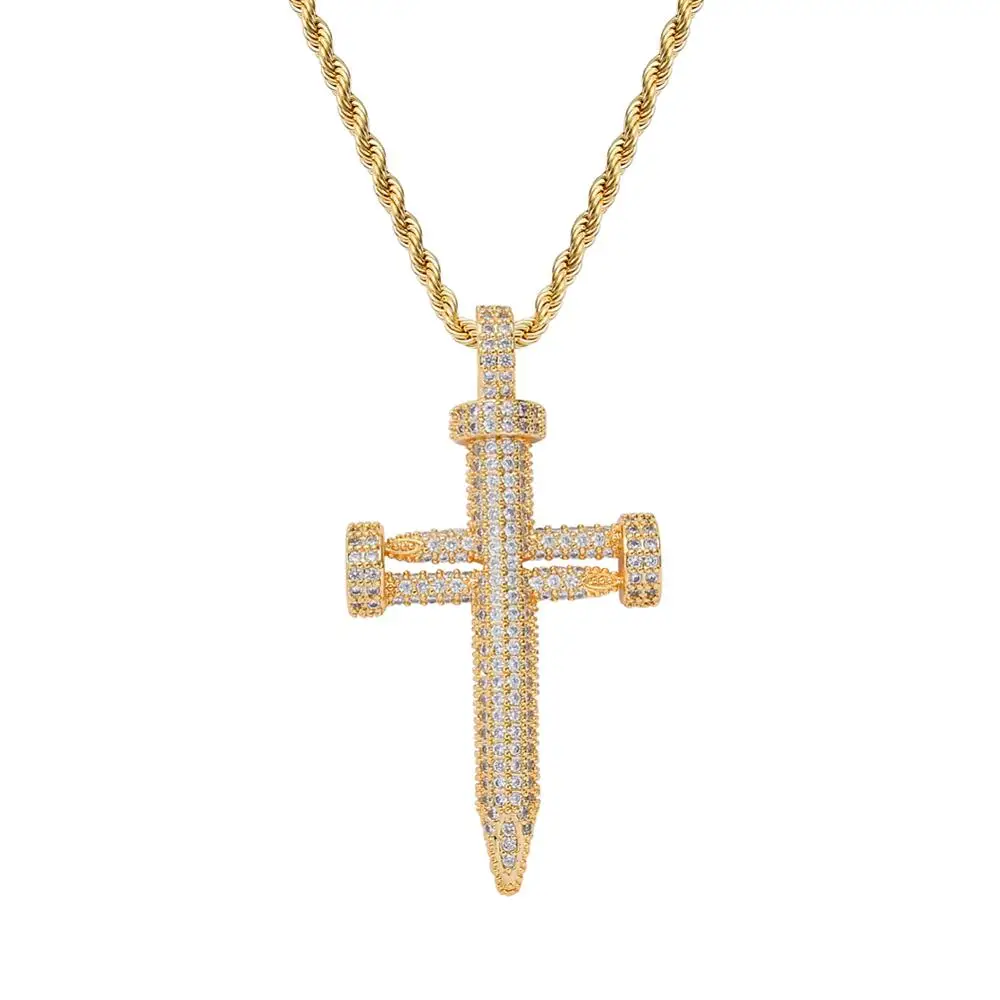 CN112   Men's Iced Brass CZ Pendants Hip Hop Jewelry Gold Silver Color Party Jewelry Gift Bling Bling