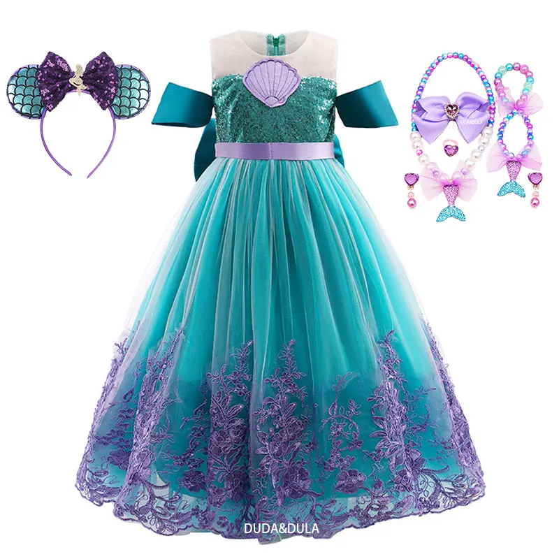 

Price Girl Dress Little Mermaid Costume for Kids Child clothes Fancy Party Princess Ariel Cosplay up, Photo