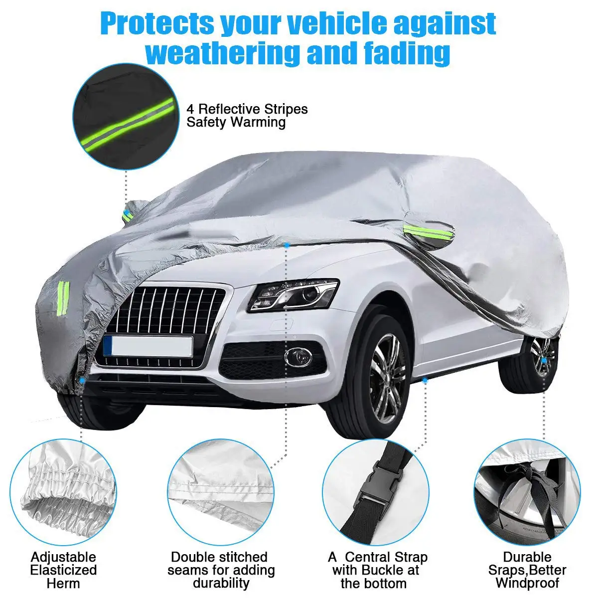 Portable Custom Snow Cover For Car Body 6 Layer Fabric Car Cover