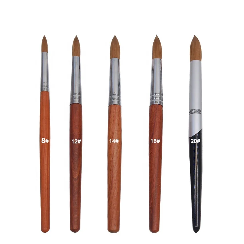 

HZ new 100% kolinsky acrylic Custom Logo nail brush wood handle, Customized color