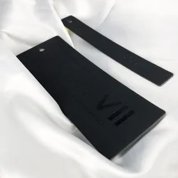 Luxury Customized Matt black Cardboard UV Paper Tag Embossed Hangtags with Own Logo