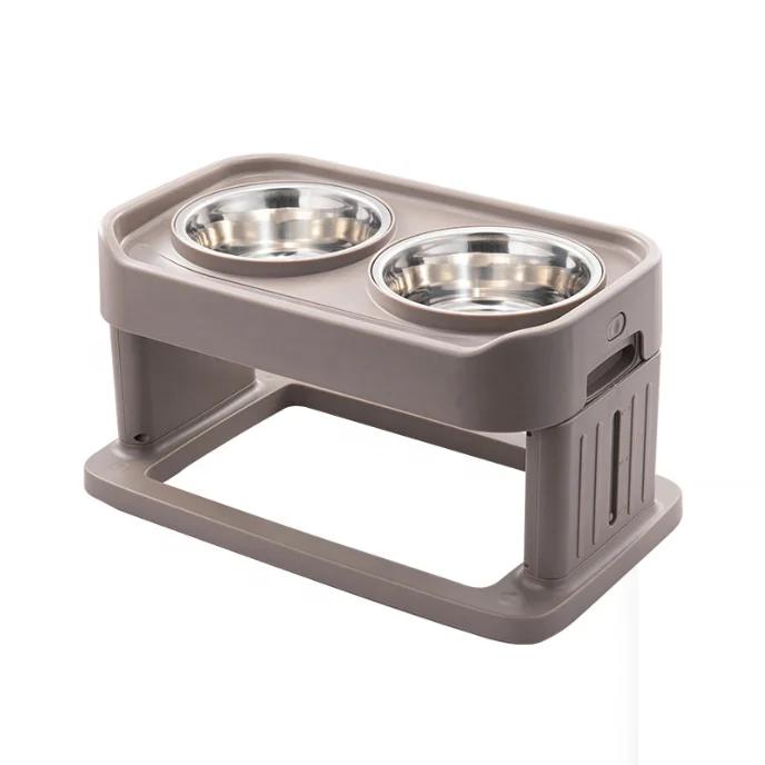 

Hot sale Adjustable 4 Heights with 2 Non-Slip Stainless Steel Elevated Dog Bowls Food and Water For Small Medium Dogs And Cats