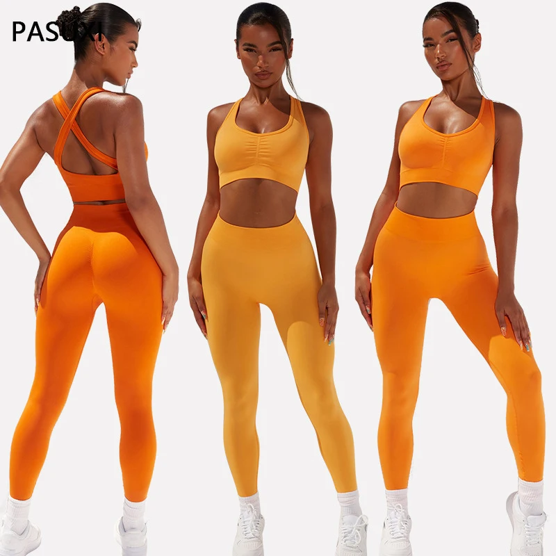 

2022 Wholesale Sport Suit Women Fitness Clothing Sportswear Seamless Yoga Set Gym Sportswear Running Leggings Women Set