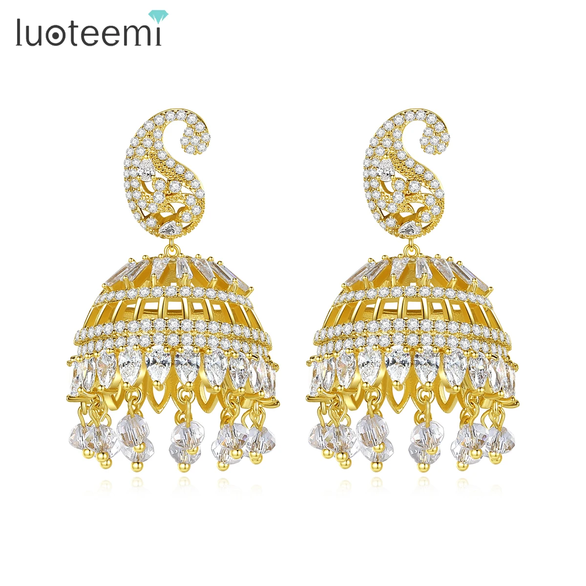 LUOTEEMI New Gold Plated Fashion Earrings India Style Gold Jewelry Women Earrings For Party