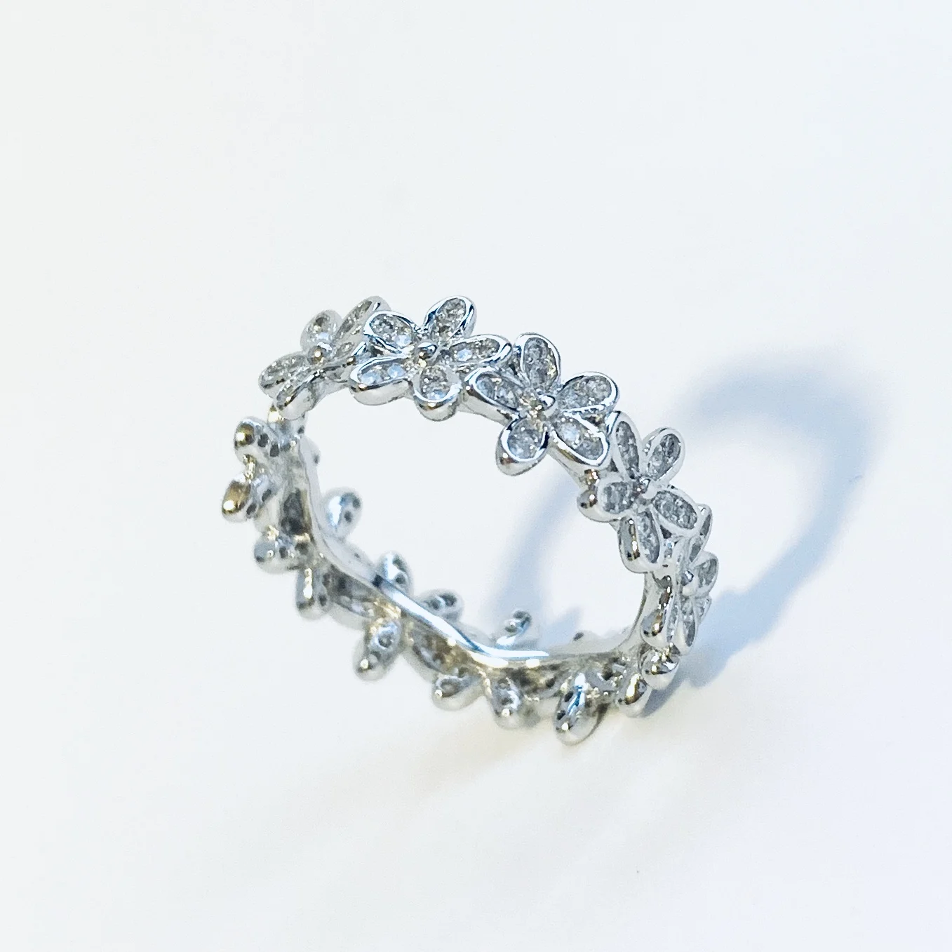 

New Product 925 Silver Gold Plated Lovely Flower Shape Female Ring With Zircon For Girl