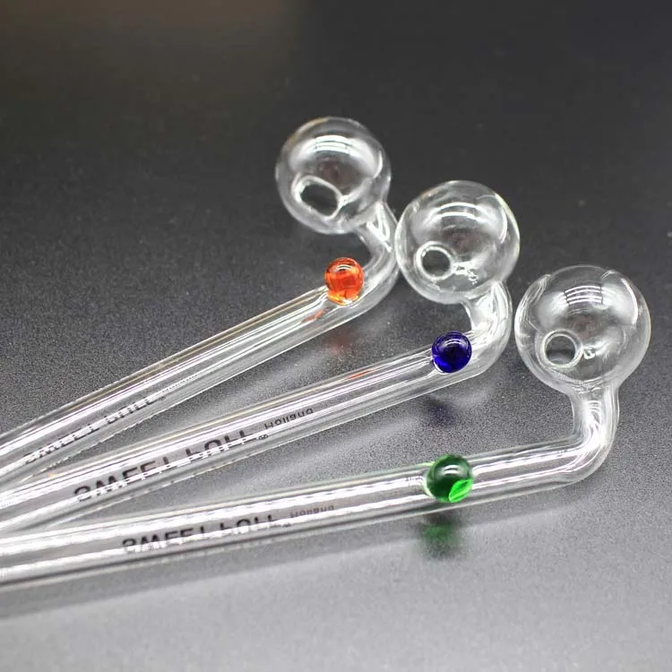 

Tobacco Hand Colorful Clear Glass Oil Burner Nail Pipe Handmade Glass Pipe Smoking Accessories Simple Pipes, Blue/ brown/green