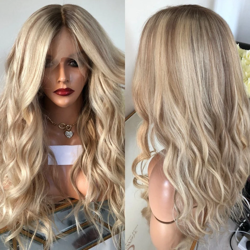 

Lace Front Blonde Human Hair Wigs with Baby Hair Highlight Blonde Transparent Lace Wigs for Women Natrual Hairline 150desnity