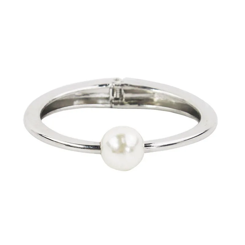 

Fashion Korean Adjustable Cuff Bracelet Silver Pearl Bangles Jewelry Accessories, Silver/oem