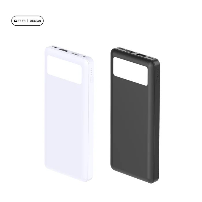 

OEM Convenient 10000 mAh custom power bank with LED Display 18W Fast Charging Power Bank charger power bank, Black/white