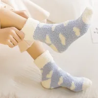 

Young Cute Teen Girls Fluffy Heart Thick Socks Warm for Winter