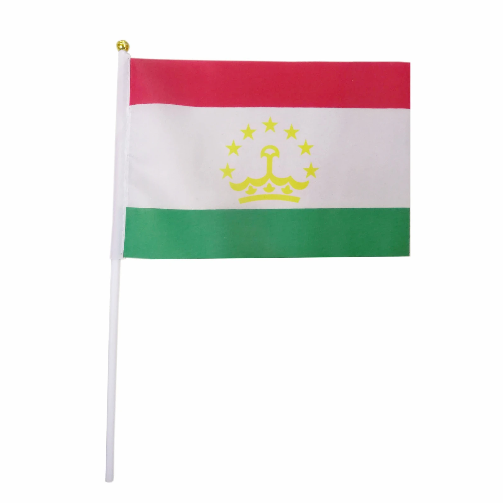

Free Shipping Tajikistan Flag 14x21CM Polyester Table Flags with Pole Flying Country Hand Waving Stick Tajik Hand Flags