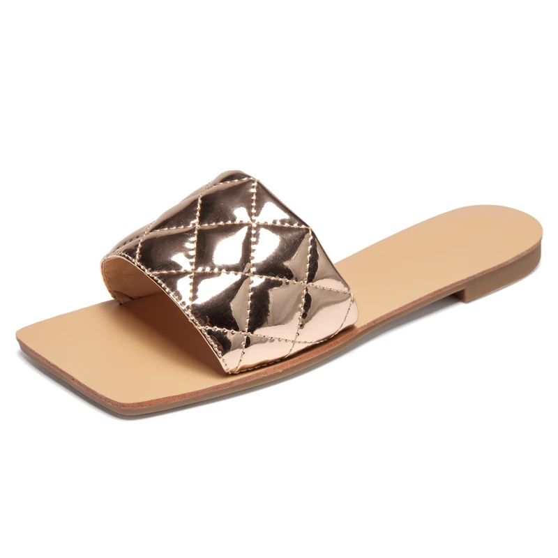 

Dropshipping shoes Fashion design slides Women Shoes summer sandals for women Flat luxury cushion Sandals, Green, black, rose, champagne