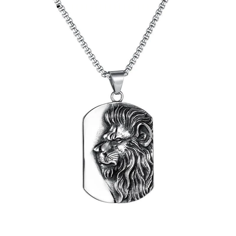 2021 Summer New Product Fashion Lion Head Pendant Men's Stainless Steel Necklace Jewelry Accessories