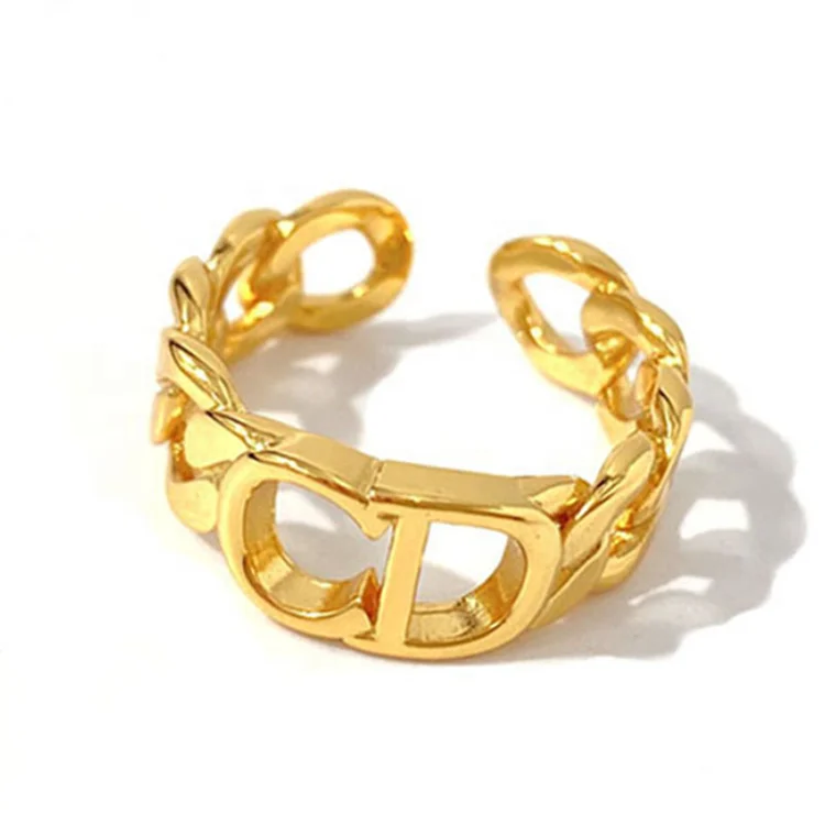 

Fashion luxury branded inspired designer CD rings twist chain gold silver vintage rings for women jewelry wholesale