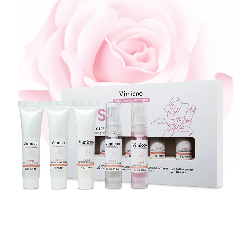

MINI Korean Beauty Product Natural Organic Vegan Private Label Moisturizer Revitalizer Kit Facial Rose Travel Face Skin care Set