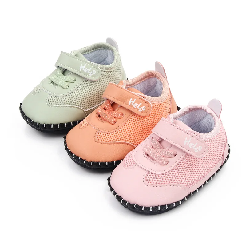 

2022 New Arrival Spring TPR Soft Sole Breathable Mesh Baby Casual Shoes, Green/orange/pink