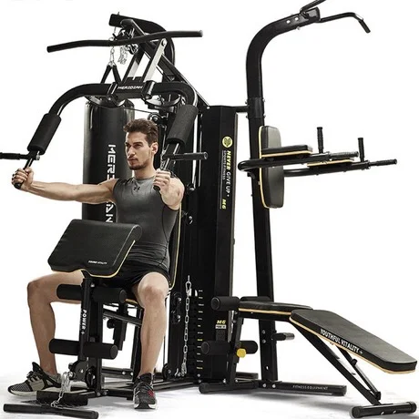 

Hot Sell 3 Station Multi-Function Gym Fitness Machine Equipment, Black