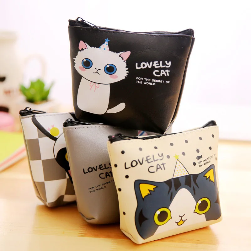 

Animal Cat Money Bag Pocket Size Makeup Cosmetic Pouch Bag Zipper Cartoon Cute Creative Cat Face Coin Purse