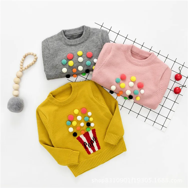 

Children's sweater boy's pullover knitwear kids' garment round neck long sleeves woollens, Mixed