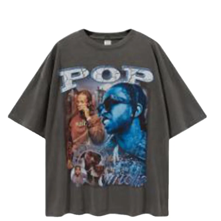 

2021New arrival Pop Smoke printed short sleeve vintage popular T-shirt for men INF